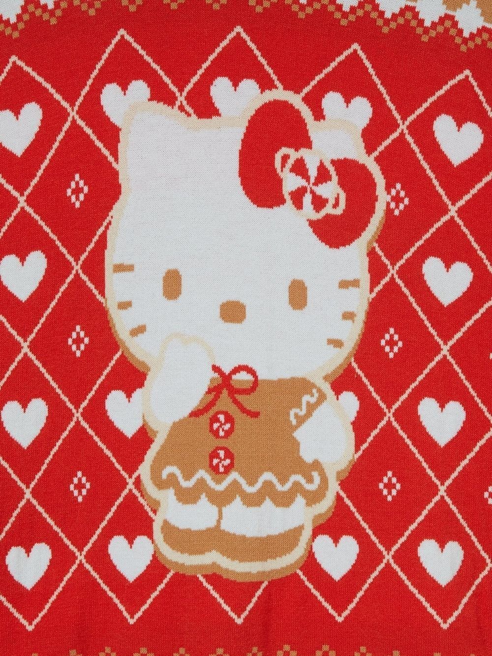 BoxLunch Womens Sanrio Hello Kitty Gingerbread Patterned Holiday Sweater Medium - Picture 2 of 12